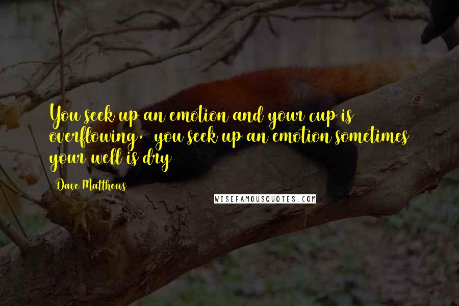 Dave Matthews Quotes: You seek up an emotion and your cup is overflowing,  you seek up an emotion sometimes your well is dry