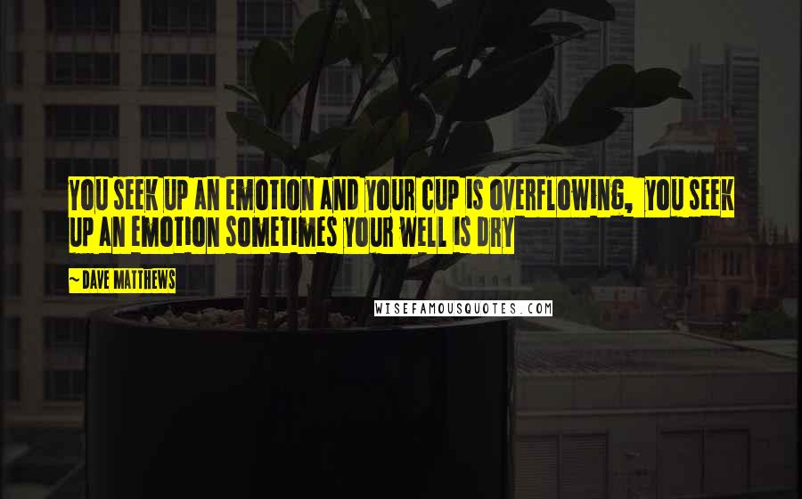 Dave Matthews Quotes: You seek up an emotion and your cup is overflowing,  you seek up an emotion sometimes your well is dry