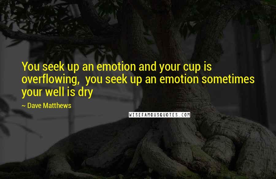 Dave Matthews Quotes: You seek up an emotion and your cup is overflowing,  you seek up an emotion sometimes your well is dry