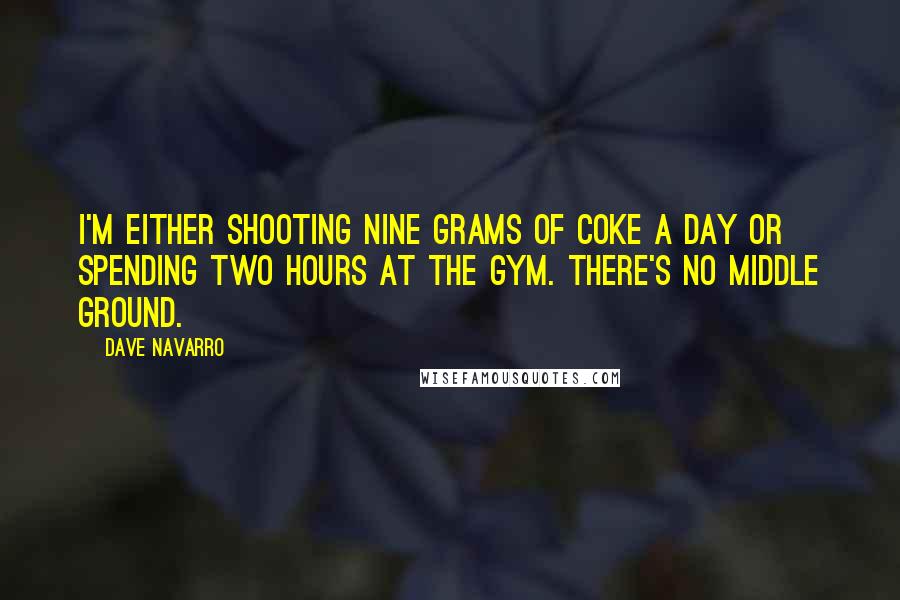 Dave Navarro Quotes: I'm either shooting nine grams of coke a day or spending two hours at the gym. There's no middle ground.