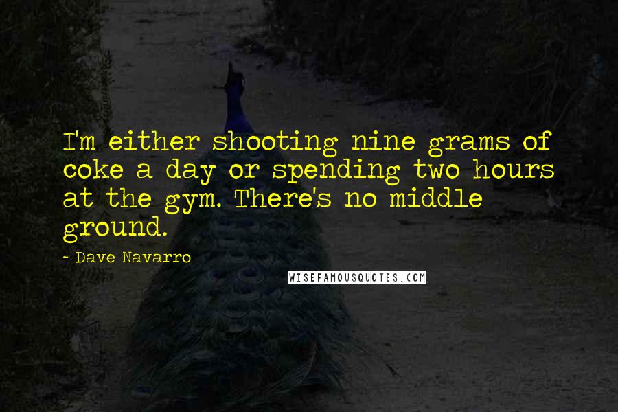 Dave Navarro Quotes: I'm either shooting nine grams of coke a day or spending two hours at the gym. There's no middle ground.