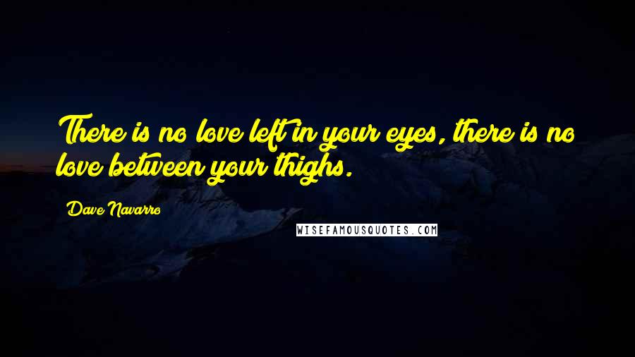 Dave Navarro Quotes: There is no love left in your eyes, there is no love between your thighs.