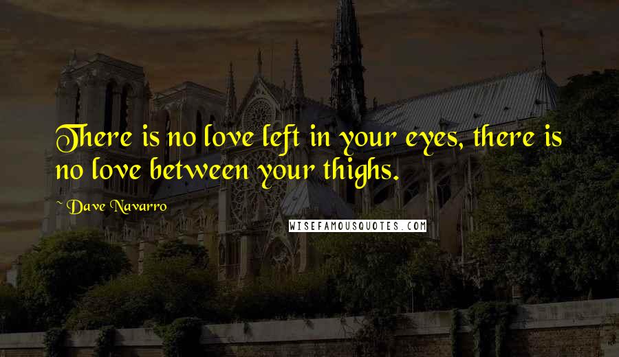 Dave Navarro Quotes: There is no love left in your eyes, there is no love between your thighs.