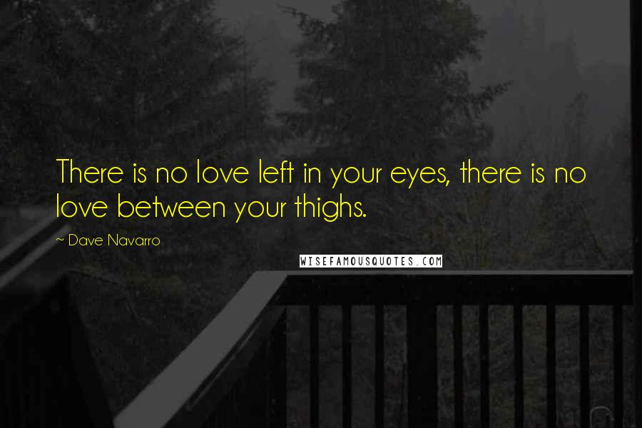 Dave Navarro Quotes: There is no love left in your eyes, there is no love between your thighs.