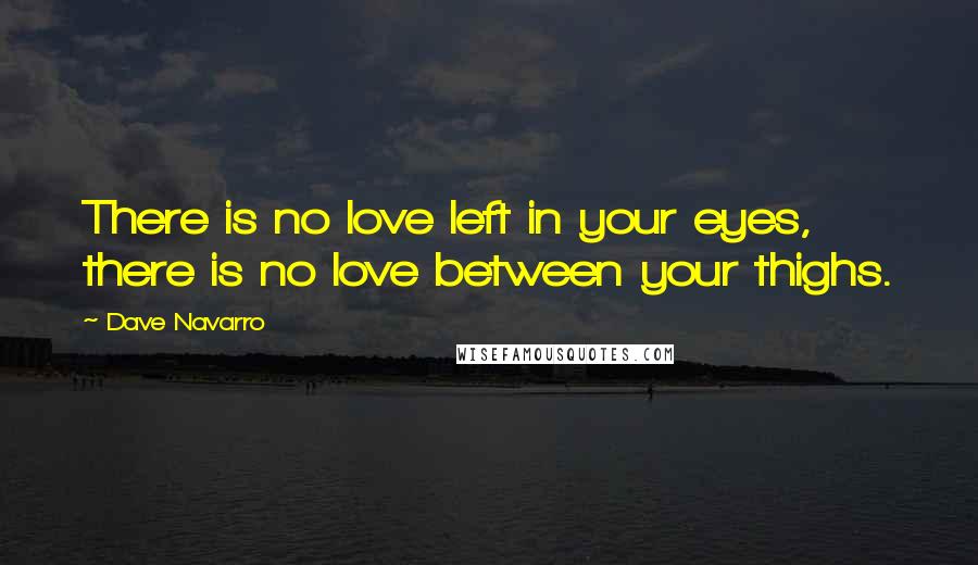 Dave Navarro Quotes: There is no love left in your eyes, there is no love between your thighs.