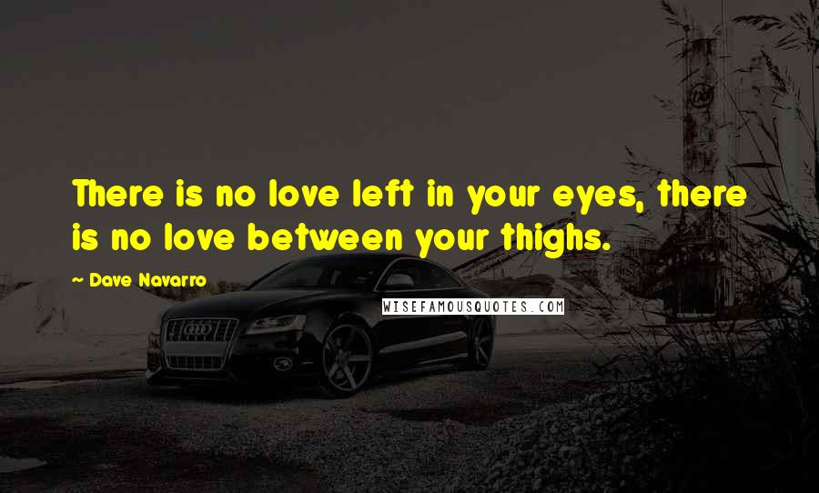 Dave Navarro Quotes: There is no love left in your eyes, there is no love between your thighs.