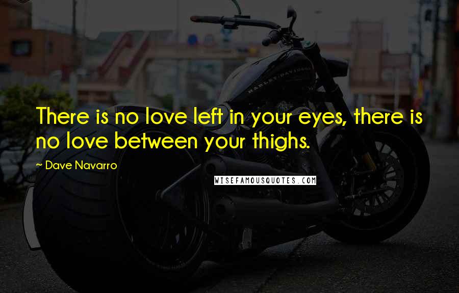 Dave Navarro Quotes: There is no love left in your eyes, there is no love between your thighs.