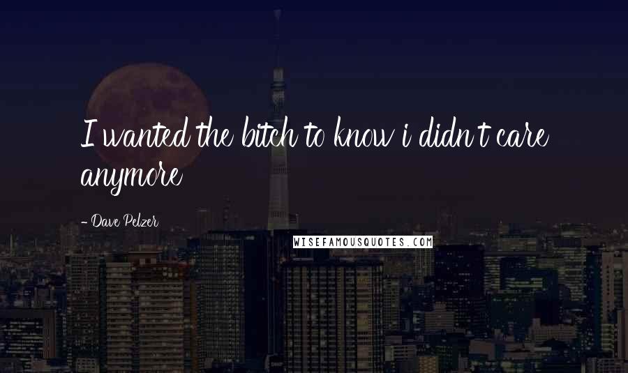 Dave Pelzer Quotes: I wanted the bitch to know i didn't care anymore