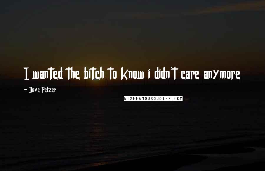 Dave Pelzer Quotes: I wanted the bitch to know i didn't care anymore