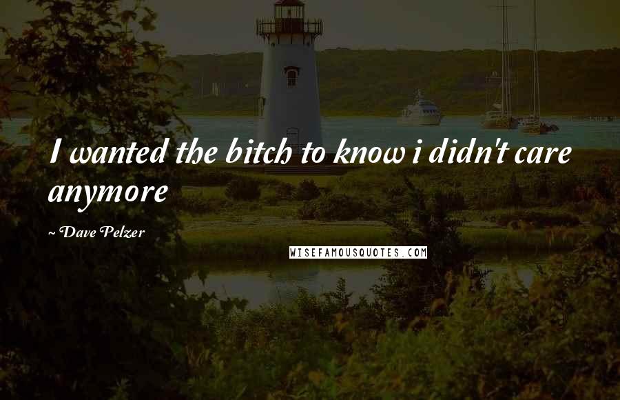 Dave Pelzer Quotes: I wanted the bitch to know i didn't care anymore