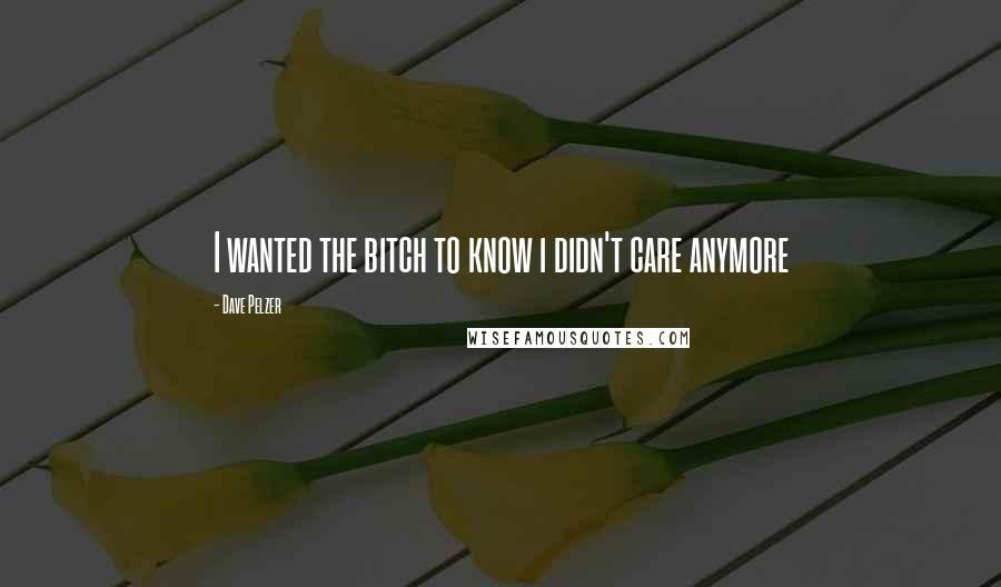 Dave Pelzer Quotes: I wanted the bitch to know i didn't care anymore