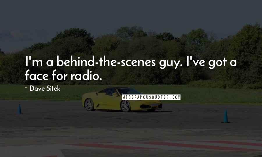 Dave Sitek Quotes: I'm a behind-the-scenes guy. I've got a face for radio.