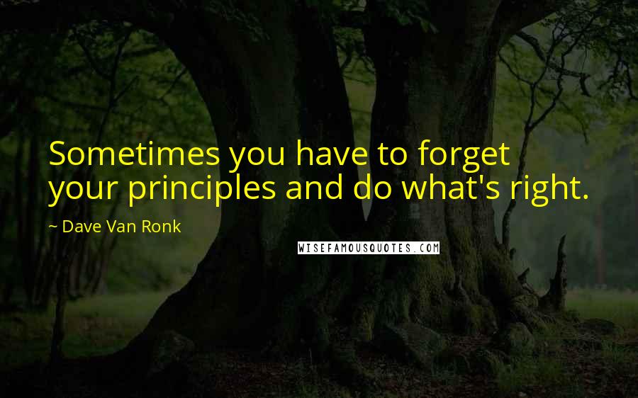 Dave Van Ronk Quotes: Sometimes you have to forget your principles and do what's right.