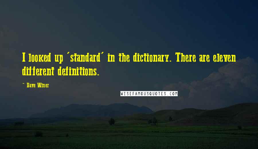 Dave Winer Quotes: I looked up 'standard' in the dictionary. There are eleven different definitions.