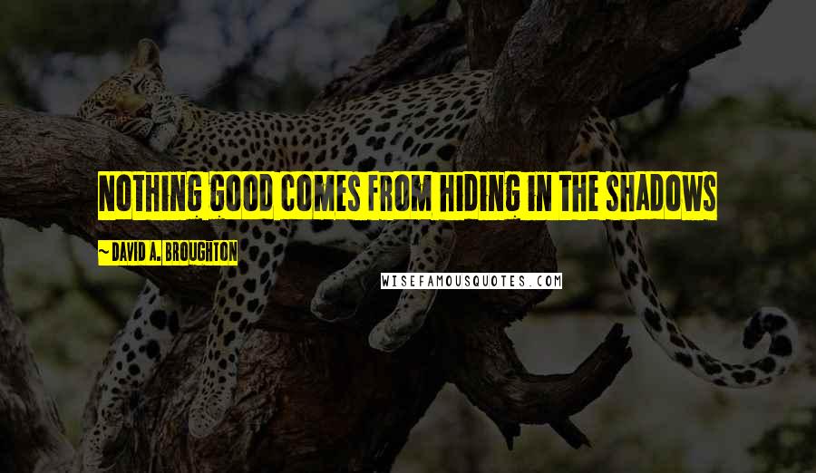 David A. Broughton Quotes: Nothing good comes from hiding in the shadows