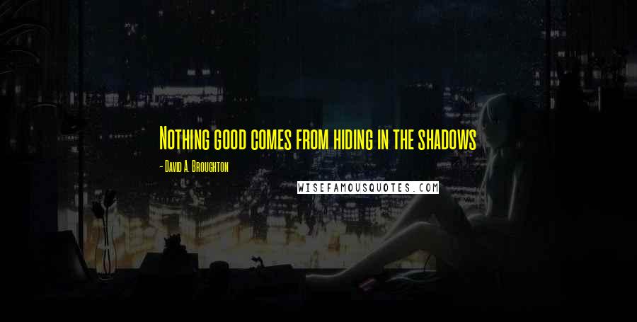 David A. Broughton Quotes: Nothing good comes from hiding in the shadows