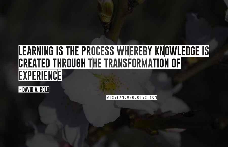 David A. Kolb Quotes: Learning is the process whereby knowledge is created through the transformation of experience