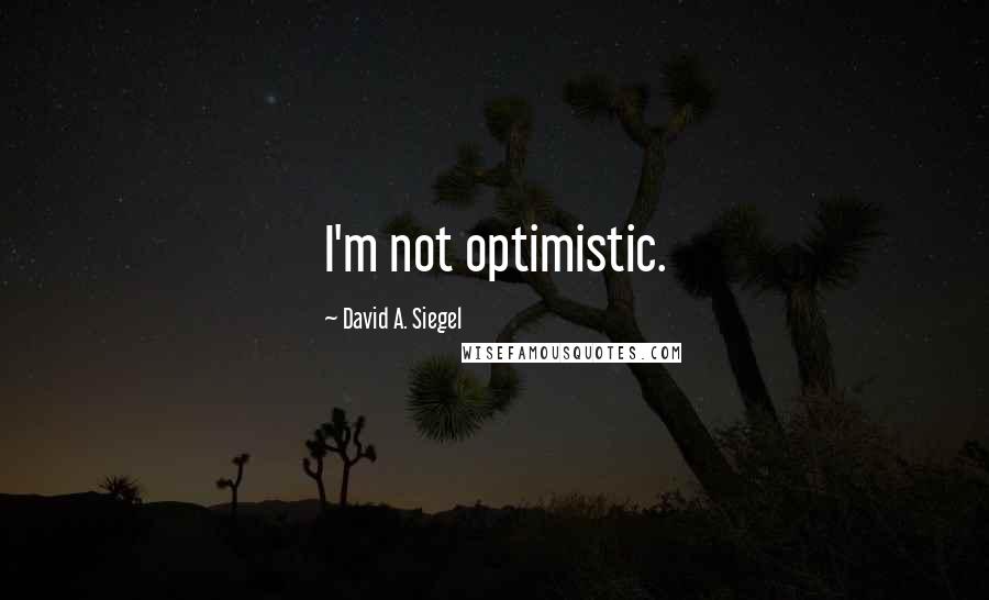 David A. Siegel Quotes: I'm not optimistic.