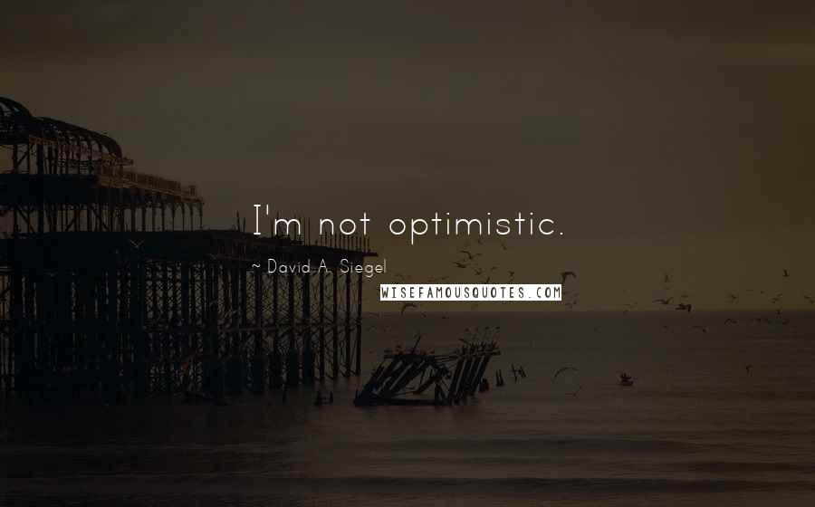 David A. Siegel Quotes: I'm not optimistic.