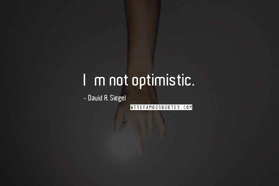 David A. Siegel Quotes: I'm not optimistic.