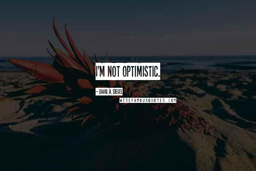 David A. Siegel Quotes: I'm not optimistic.