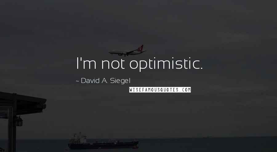 David A. Siegel Quotes: I'm not optimistic.