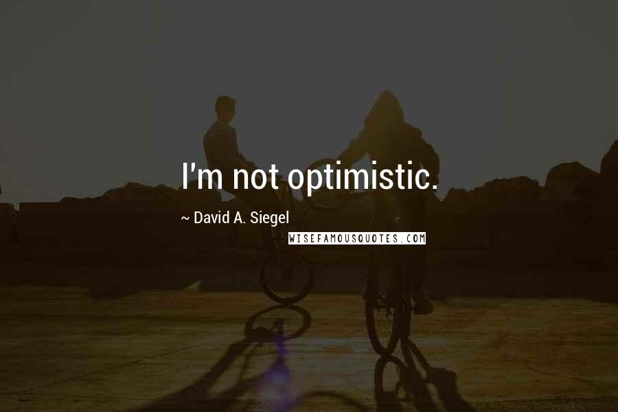 David A. Siegel Quotes: I'm not optimistic.