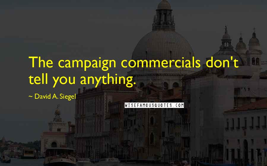 David A. Siegel Quotes: The campaign commercials don't tell you anything.