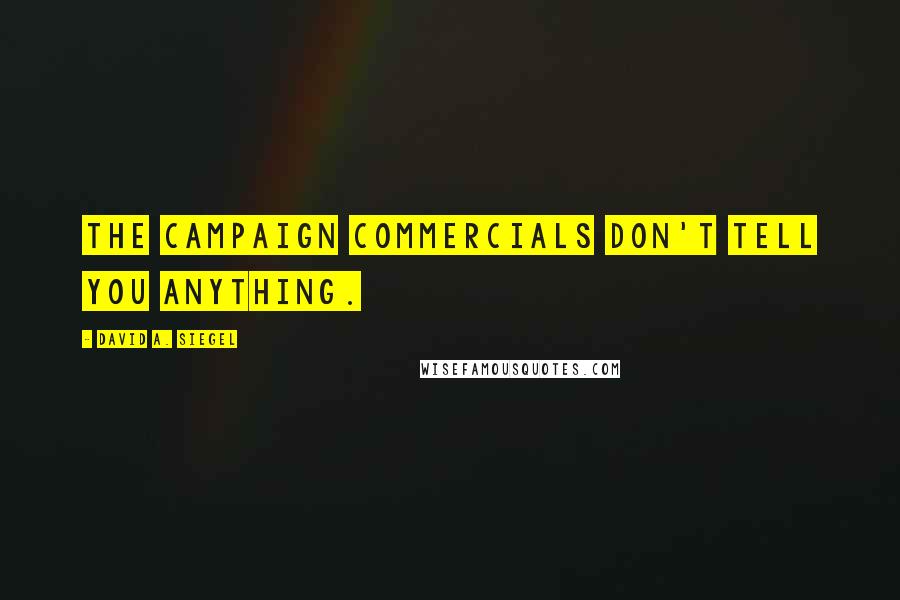 David A. Siegel Quotes: The campaign commercials don't tell you anything.