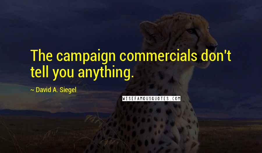 David A. Siegel Quotes: The campaign commercials don't tell you anything.