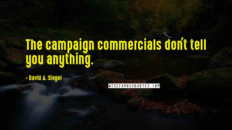 David A. Siegel Quotes: The campaign commercials don't tell you anything.