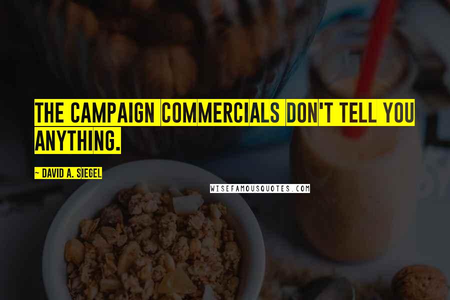 David A. Siegel Quotes: The campaign commercials don't tell you anything.