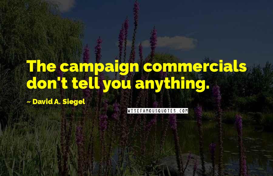 David A. Siegel Quotes: The campaign commercials don't tell you anything.