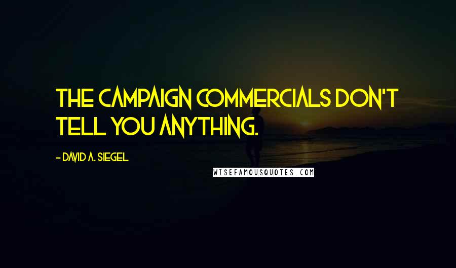 David A. Siegel Quotes: The campaign commercials don't tell you anything.