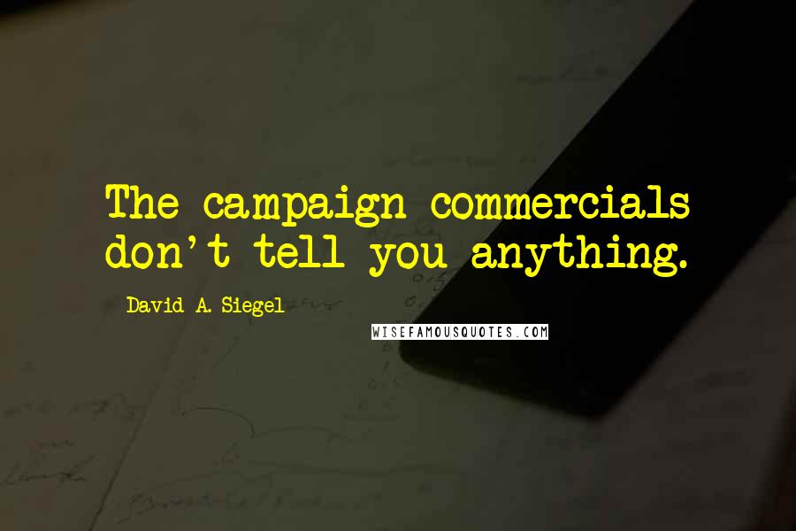 David A. Siegel Quotes: The campaign commercials don't tell you anything.