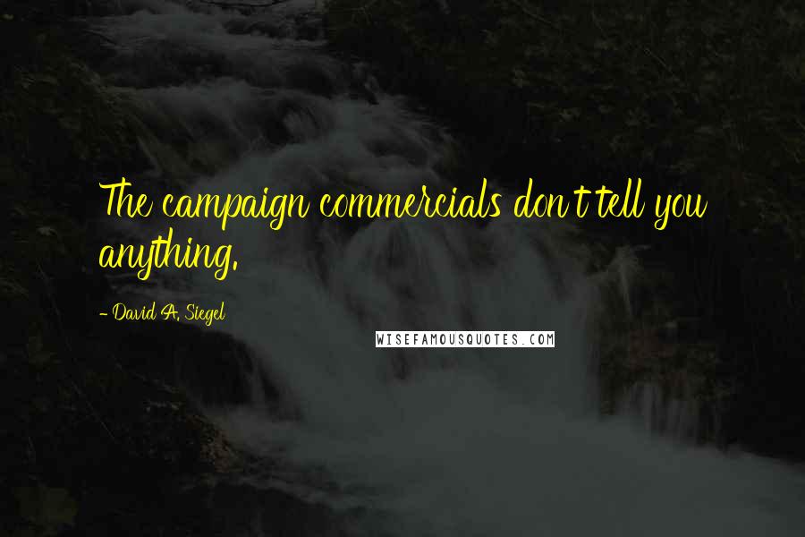 David A. Siegel Quotes: The campaign commercials don't tell you anything.