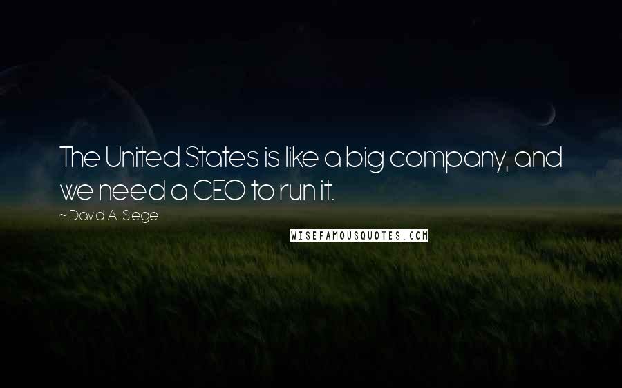 David A. Siegel Quotes: The United States is like a big company, and we need a CEO to run it.