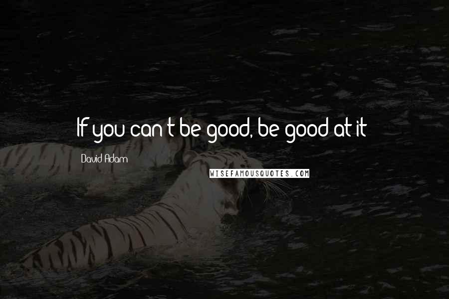 David Adam Quotes: If you can't be good, be good at it!