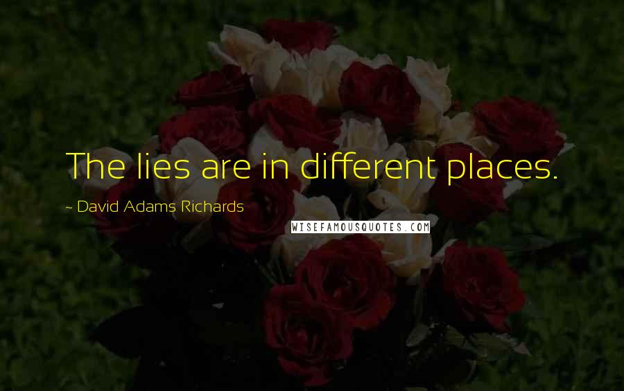 David Adams Richards Quotes: The lies are in different places.