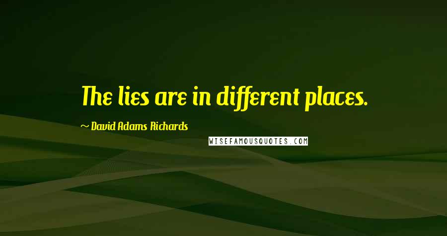 David Adams Richards Quotes: The lies are in different places.