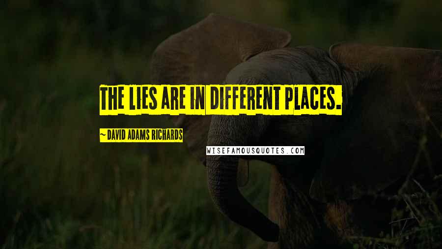 David Adams Richards Quotes: The lies are in different places.