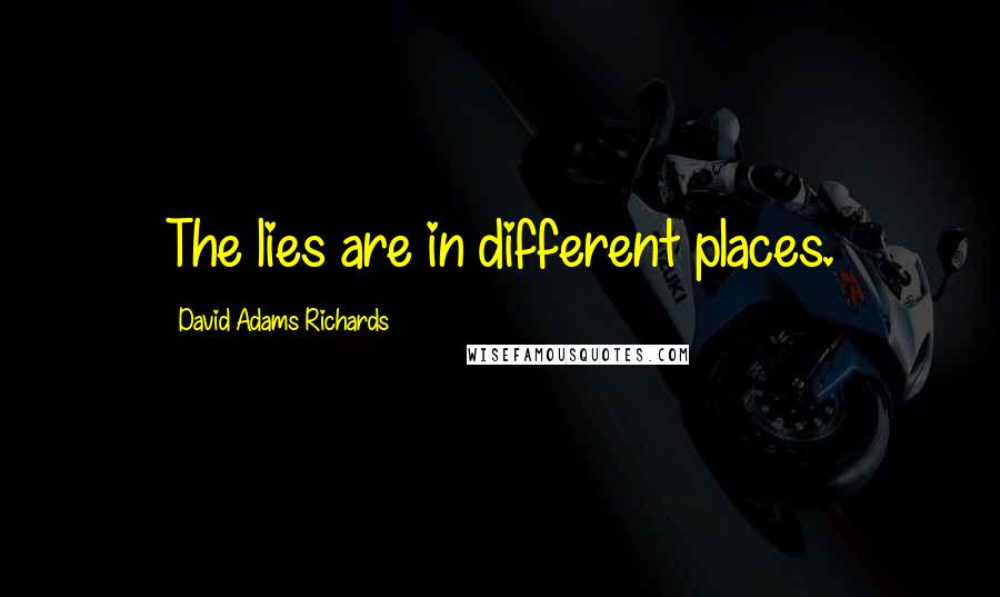 David Adams Richards Quotes: The lies are in different places.
