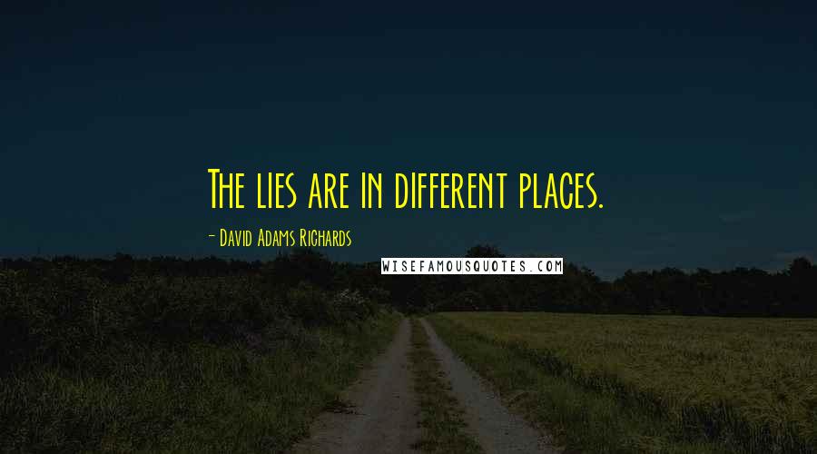 David Adams Richards Quotes: The lies are in different places.