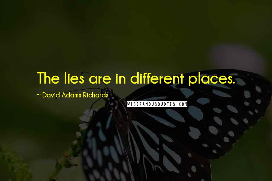 David Adams Richards Quotes: The lies are in different places.