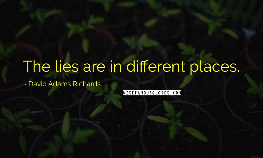 David Adams Richards Quotes: The lies are in different places.