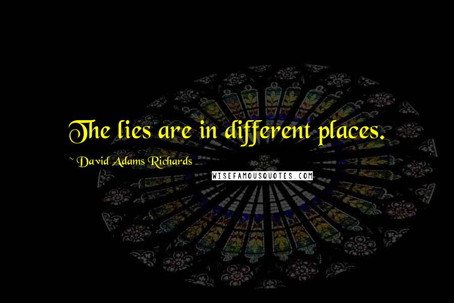 David Adams Richards Quotes: The lies are in different places.