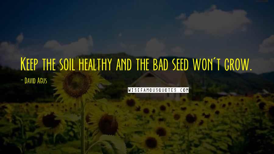 David Agus Quotes: Keep the soil healthy and the bad seed won't grow.