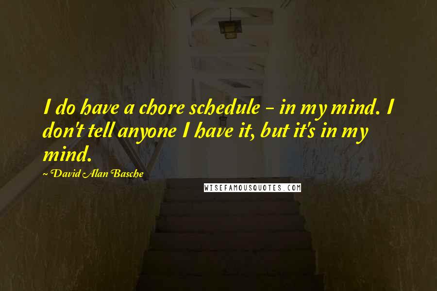 David Alan Basche Quotes: I do have a chore schedule - in my mind. I don't tell anyone I have it, but it's in my mind.