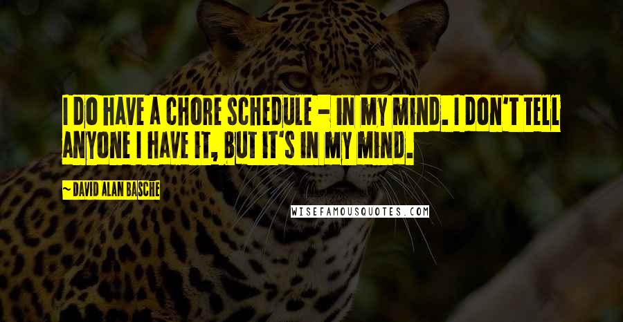 David Alan Basche Quotes: I do have a chore schedule - in my mind. I don't tell anyone I have it, but it's in my mind.