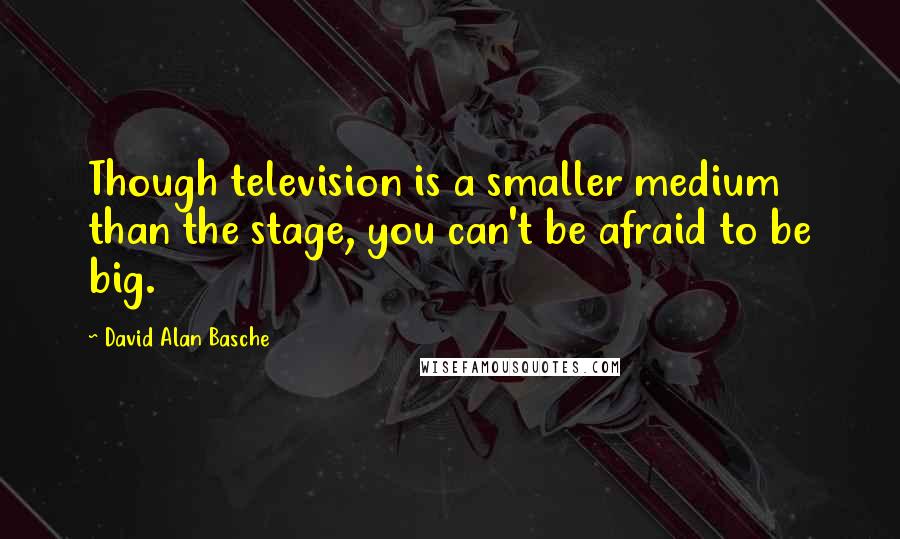 David Alan Basche Quotes: Though television is a smaller medium than the stage, you can't be afraid to be big.